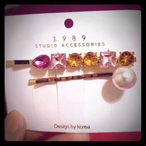 Pink Gold hairclips set
